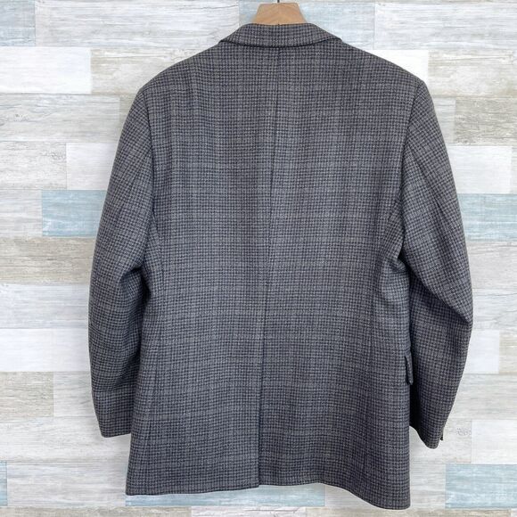 Jos A Bank Wool Tweed Sport Coat Gray Glen Check Plaid Mens 39R 39 Regular - Picture 5 of 10
